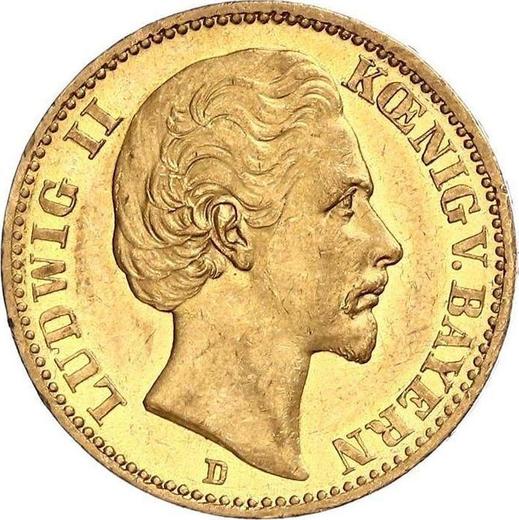 Аверс монеты - 20 марок 1873 года D "Бавария" - цена золотой монеты - Германия, Германская Империя