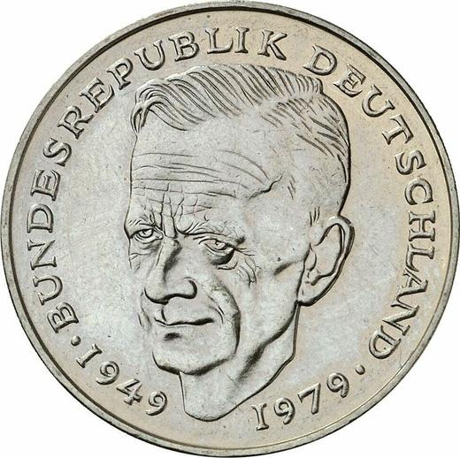 Аверс монеты - 2 марки 1985 года D "Курт Шумахер" - цена  монеты - Германия, ФРГ