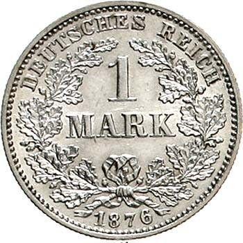 Аверс монеты - 1 марка 1876 года G "Тип 1873-1887" - цена серебряной монеты - Германия, Германская Империя