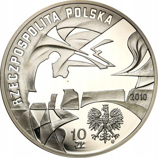 Аверс монеты - 10 злотых 2010 года MW NR "Кшиштоф Комеда" - цена серебряной монеты - Польша, III Республика после деноминации