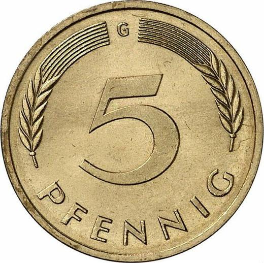 Аверс монеты - 5 пфеннигов 1980 года G - цена  монеты - Германия, ФРГ