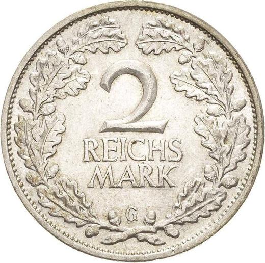 Реверс монеты - 2 рейхсмарки 1931 года G - цена серебряной монеты - Германия, Bеймарская республика