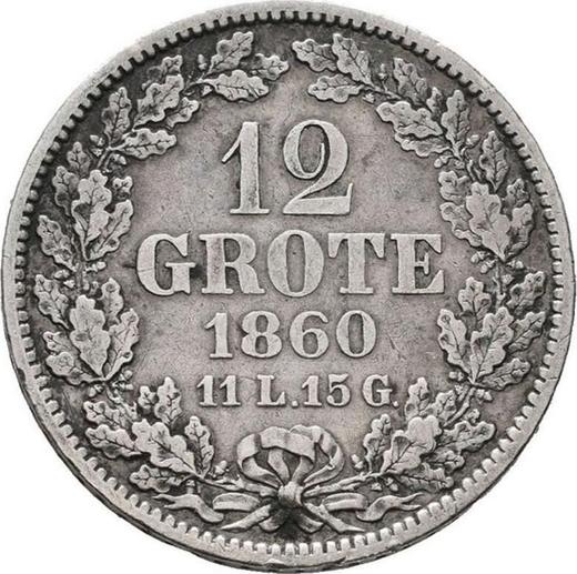 Реверс монеты - 12 гротенов 1860 года - цена серебряной монеты - Бремен, Вольный ганзейский город