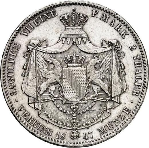 Реверс монеты - 2 талера 1847 года - цена серебряной монеты - Баден, Леопольд