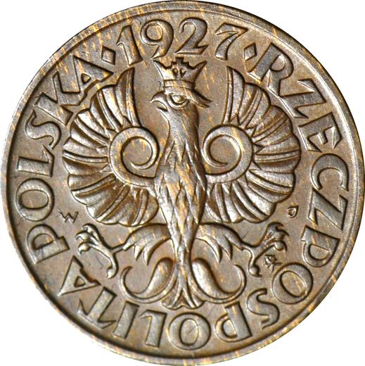 Аверс монеты - 2 гроша 1927 года WJ - цена  монеты - Польша, II Республика