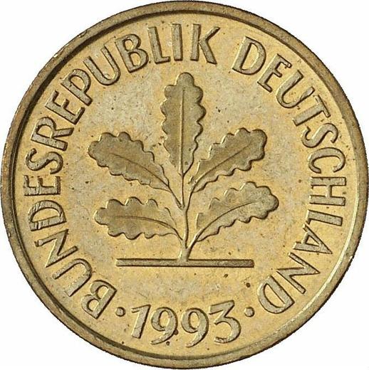Реверс монеты - 5 пфеннигов 1993 года A - цена  монеты - Германия, ФРГ