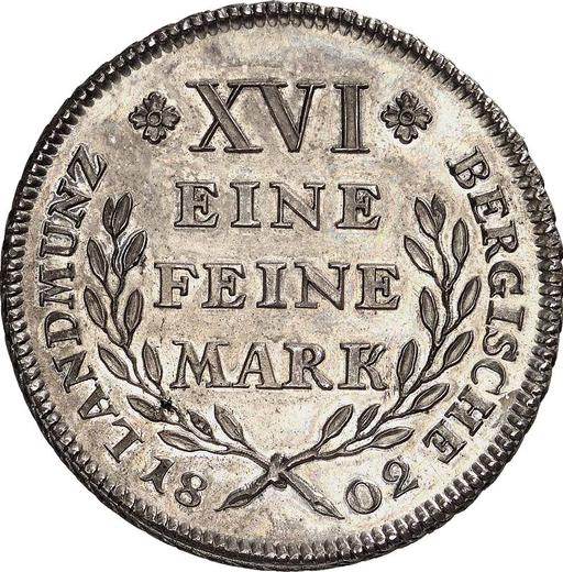 Reverso Tálero 1802 P.R. - valor de la moneda de plata - Berg, Maximiliano I