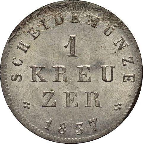 Reverso 1 Kreuzer 1837 "Tipo 1834-1838" - valor de la moneda de plata - Hesse-Darmstadt, Luis II