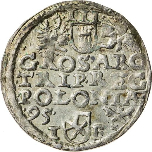Rewers monety - Trojak 1595 IF "Mennica poznańska" - cena srebrnej monety - Polska, Zygmunt III