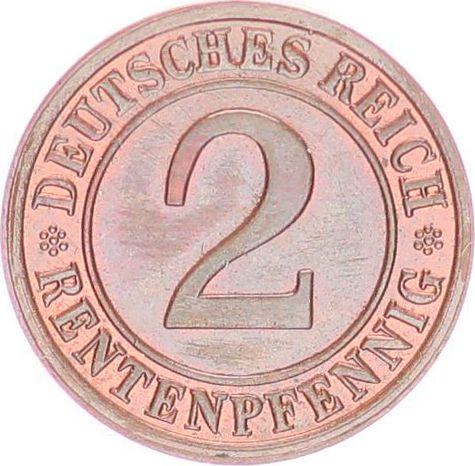 Аверс монеты - 2 рентенпфеннига 1923 года G - цена  монеты - Германия, Bеймарская республика