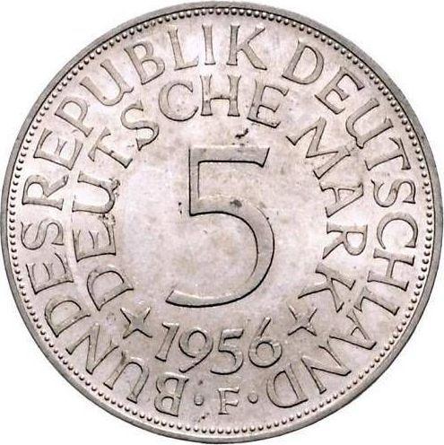 Аверс монеты - 5 марок 1956 года F - цена серебряной монеты - Германия, ФРГ