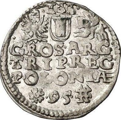 Reverso Trojak (3 groszy) 1595 "Casa de moneda de Wschowa" - valor de la moneda de plata - Polonia, Segismundo III
