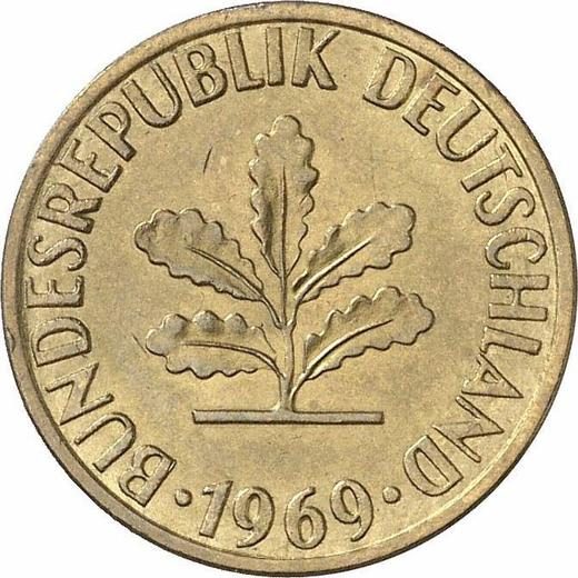 Reverso 5 Pfennige 1969 J - valor de la moneda  - Alemania, RFA