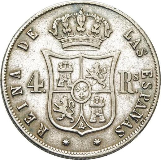 Reverso 4 reales 1858 Estrellas de ocho puntas - valor de la moneda de plata - España, Isabel II