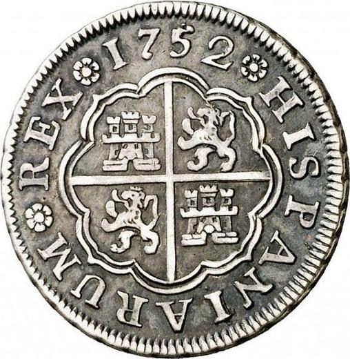 Реверс монеты - 1 реал 1752 года M JB - цена серебряной монеты - Испания, Фердинанд VI