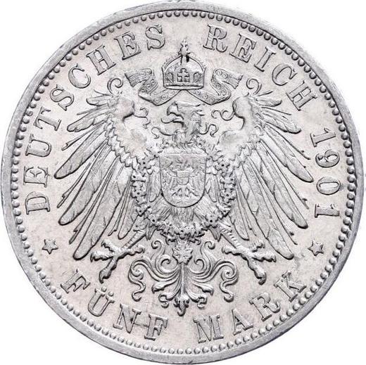 Reverso 5 marcos 1901 G "Baden" - valor de la moneda de plata - Alemania, Imperio alemán