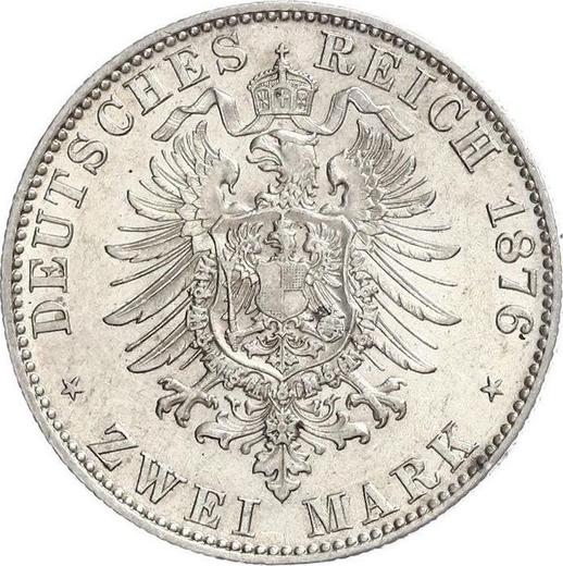 Rewers monety - 2 marki 1876 E "Saksonia" - cena srebrnej monety - Niemcy, Cesarstwo Niemieckie