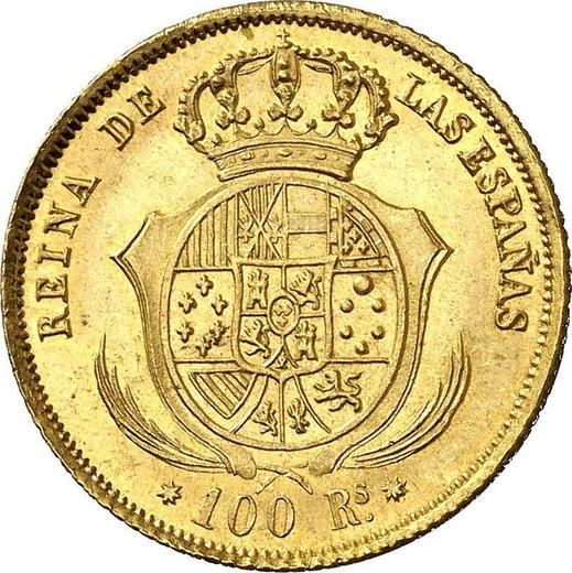 Reverso 100 reales 1855 "Tipo 1851-1855" Estrellas de siete puntas - valor de la moneda de oro - España, Isabel II