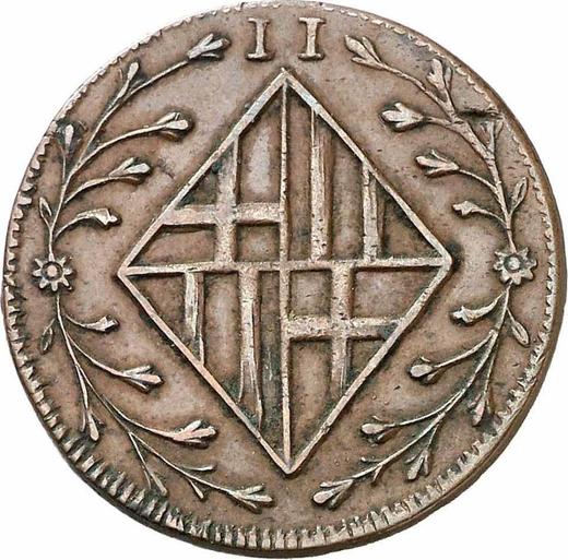 Awers monety - 2 cuartos 1808 - cena  monety - Hiszpania, Józef Bonaparte