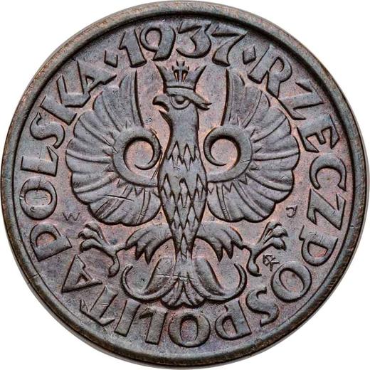 Аверс монеты - 1 грош 1937 года WJ - цена  монеты - Польша, II Республика