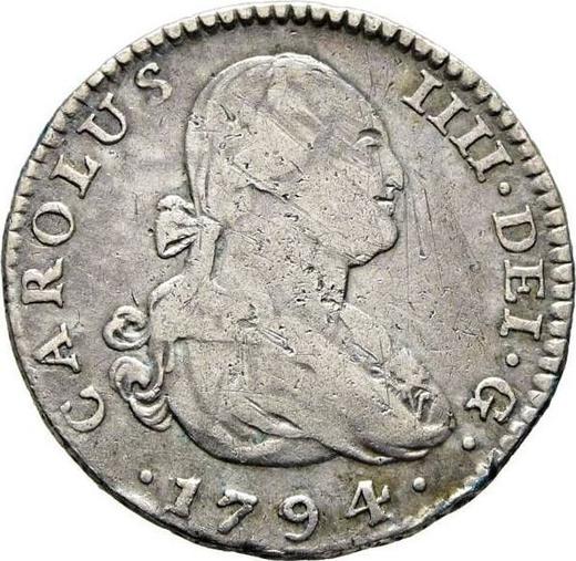 Awers monety - 1 real 1794 M MF - cena srebrnej monety - Hiszpania, Karol IV