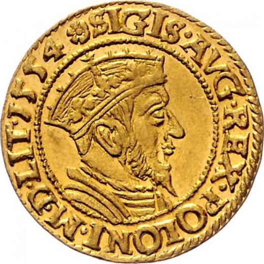 Аверс монеты - Дукат 1554 года "Гданьск" - цена золотой монеты - Польша, Сигизмунд II Август