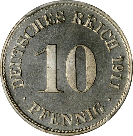 Аверс монеты - 10 пфеннигов 1911 года D "Тип 1890-1916" - цена  монеты - Германия, Германская Империя