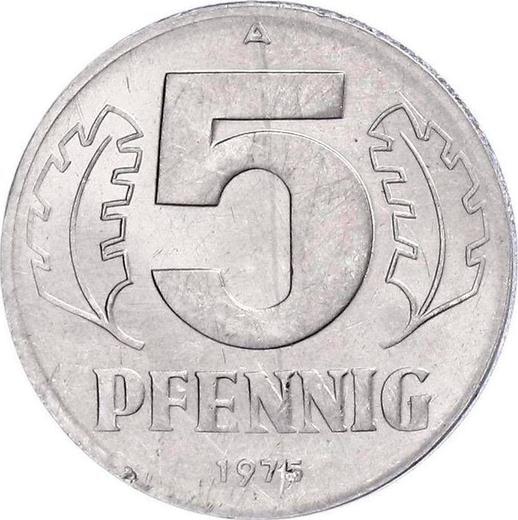 Аверс монеты - 5 пфеннигов 1975 года A Никель - цена  монеты - Германия, ГДР
