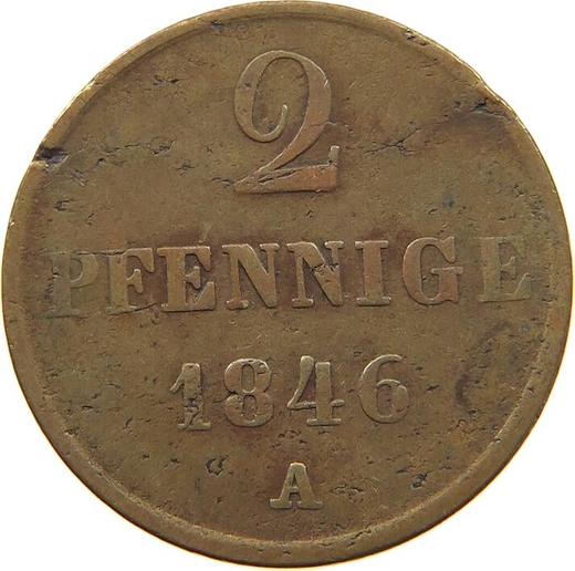 Реверс монеты - 2 пфеннига 1846 года A "Тип 1845-1851" - цена  монеты - Ганновер, Эрнст Август