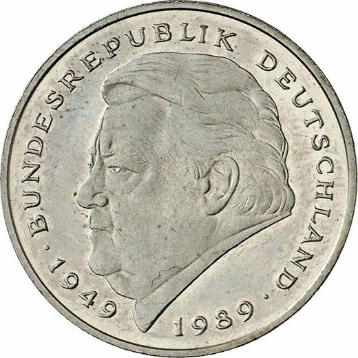 Аверс монеты - 2 марки 1991 года G "Франц Йозеф Штраус" - цена  монеты - Германия, ФРГ