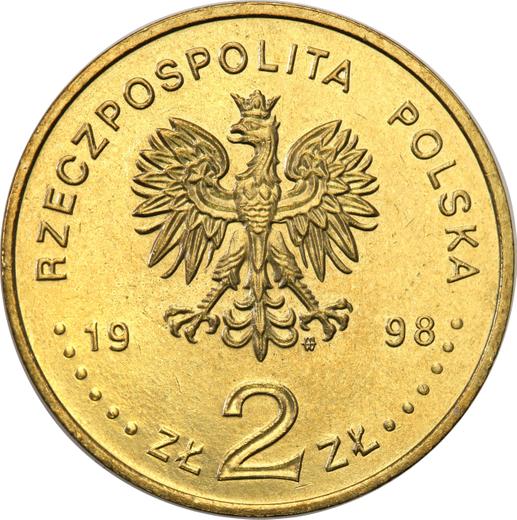 Аверс монеты - 2 злотых 1998 года MW ET "200 лет со дня рождения Адама Мицкевича" - цена  монеты - Польша, III Республика после деноминации