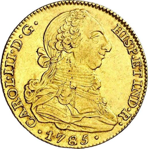 Avers 4 Escudos 1785 M DV - Goldmünze Wert - Spanien, Karl III