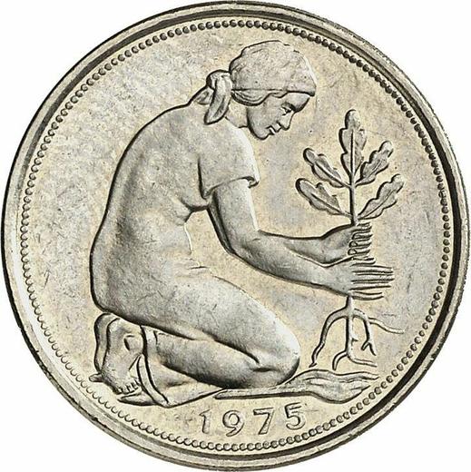 Реверс монеты - 50 пфеннигов 1975 года J - цена  монеты - Германия, ФРГ