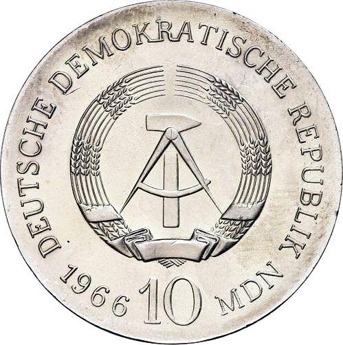 Реверс монеты - 10 марок 1966 года "Шинкель" - цена серебряной монеты - Германия, ГДР