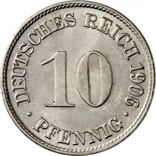 Аверс монеты - 10 пфеннигов 1906 года D "Тип 1890-1916" - цена  монеты - Германия, Германская Империя