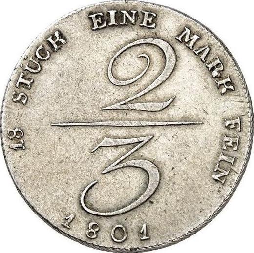 Реверс монеты - 2/3 талера 1801 года - цена серебряной монеты - Пруссия, Фридрих Вильгельм III
