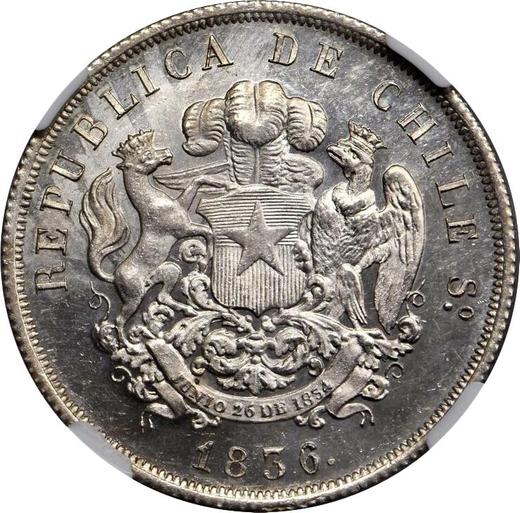 Аверс монеты - Пробные 8 эскудо 1836 года So IJ Посеребренная медь - цена  монеты - Чили, Республика