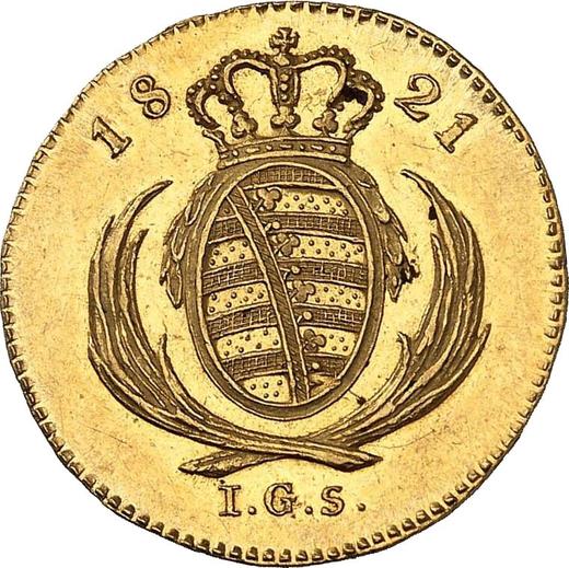 Reverso Ducado 1821 I.G.S. - valor de la moneda de oro - Sajonia, Federico Augusto I