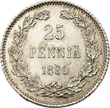 Реверс монеты - 25 пенни 1890 года L - цена серебряной монеты - Финляндия, Великое княжество