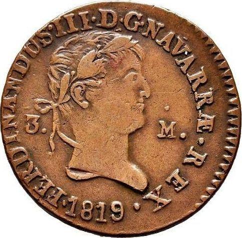 Аверс монеты - 3 мараведи 1819 года PP - цена  монеты - Испания, Фердинанд VII