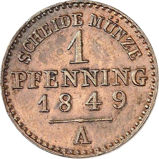 Реверс монеты - 1 пфенниг 1849 года A - цена  монеты - Пруссия, Фридрих Вильгельм IV