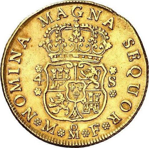 Реверс монеты - 4 эскудо 1748 года Mo MF - цена золотой монеты - Мексика, Фердинанд VI
