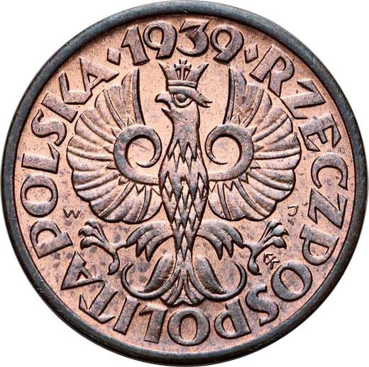Аверс монеты - 1 грош 1939 года WJ - цена  монеты - Польша, II Республика