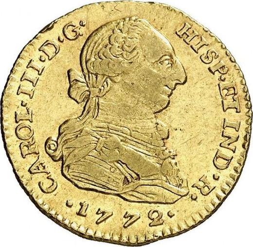 Awers monety - 2 escudo 1772 NR VJ - cena złotej monety - Kolumbia, Karol III
