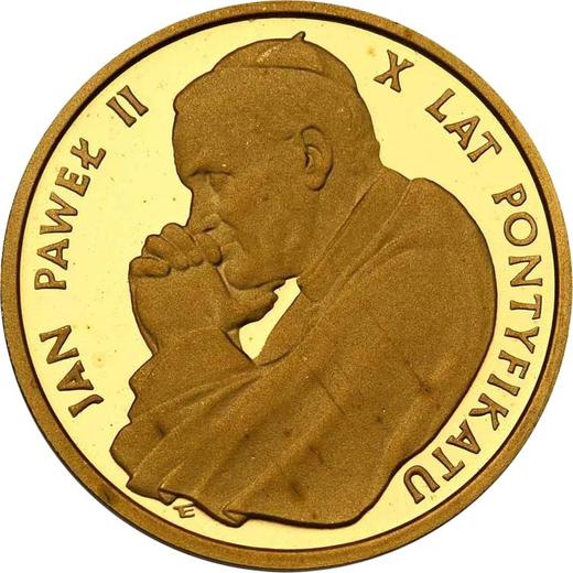 Reverso 2000 eslotis 1988 MW ET "Juan Pablo II - 10 años de Pontificado" - valor de la moneda de oro - Polonia, República Popular