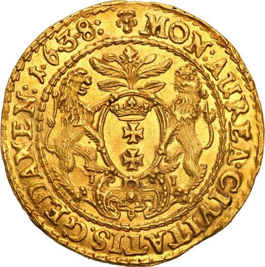 Reverso Ducado 1638 II "Gdańsk" - valor de la moneda de oro - Polonia, Vladislao IV