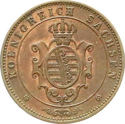 Аверс монеты - 5 пфеннигов 1866 года B - цена  монеты - Саксония, Иоганн