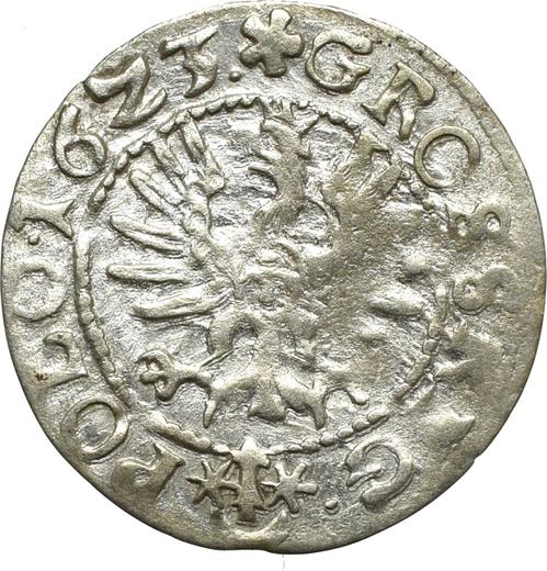 Реверс монеты - 1 грош 1623 года - цена серебряной монеты - Польша, Сигизмунд III Ваза