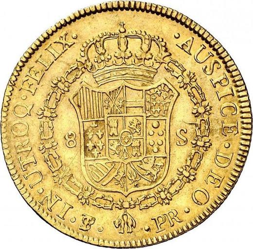 Реверс монеты - 8 эскудо 1787 года PTS PR - цена золотой монеты - Боливия, Карл III