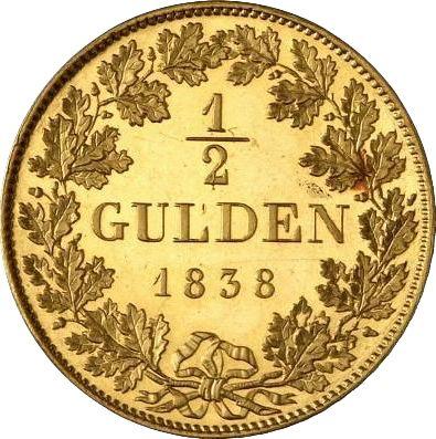Реверс монеты - 1/2 гульдена 1838 года Золото - цена золотой монеты - Бавария, Людвиг I
